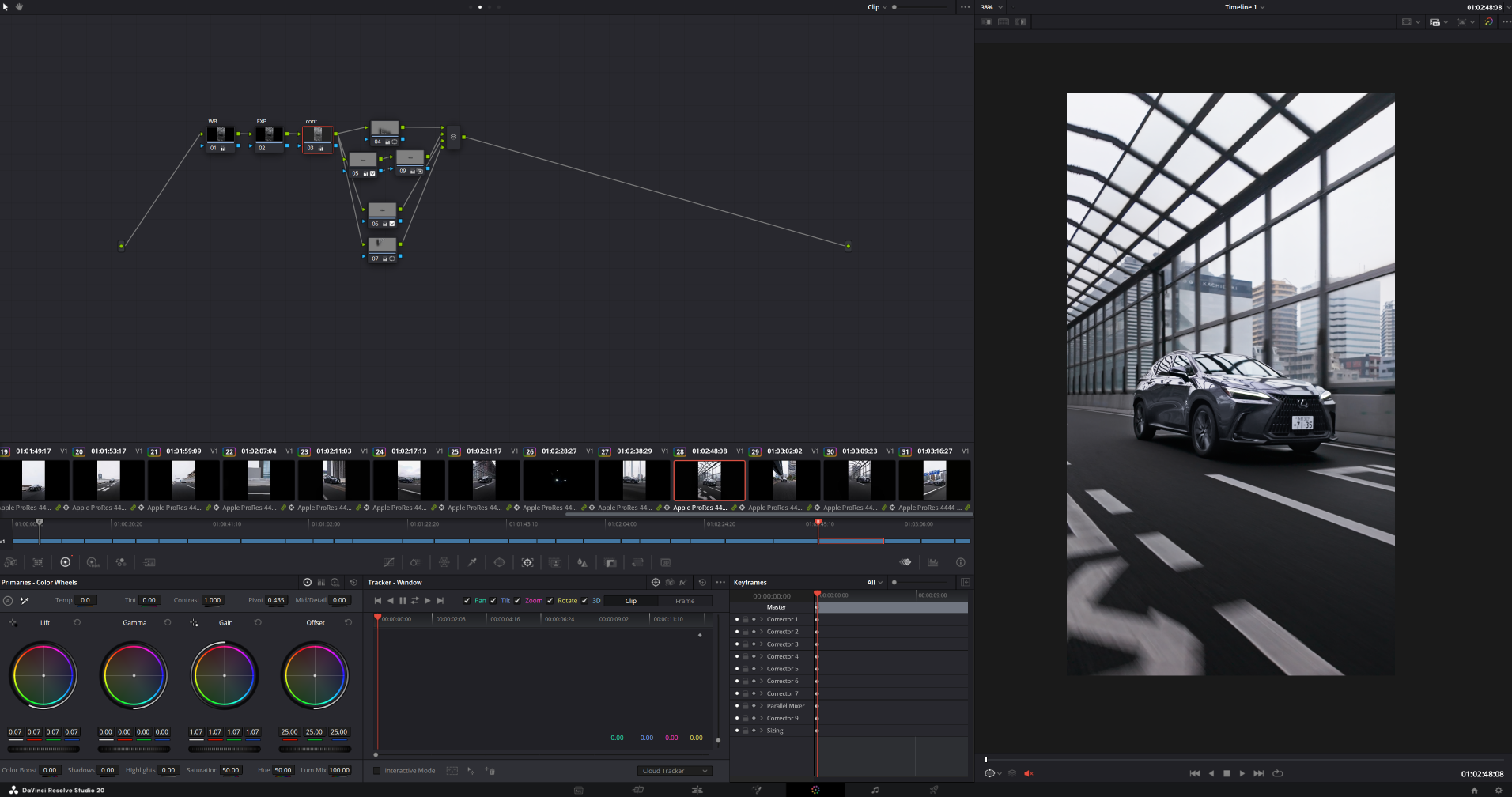 DaVinci Resolve view for this grade